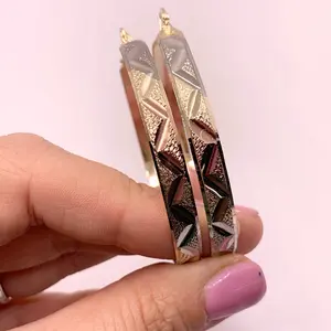 Hoops Earrings Tricolor Hoops Gold Filled Jewelry Arretes Pantallas de oro Argollas