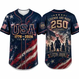 USA 250 Years Legends Are Made Baseball Jersey 1776-2026 Patriotic American Flag Independence Day Shirt July 4th Freedom Graphic Tee Gift for Men Women