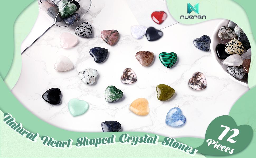 Valentines Natural Heart Shaped Crystal Stone 0.8'' Worry Stone Bulk Heart Palm Pocket Healing Carved Love Mini Gemstone Decor for Valentines Witchcraft Meditation 30 40 50 Pcs
