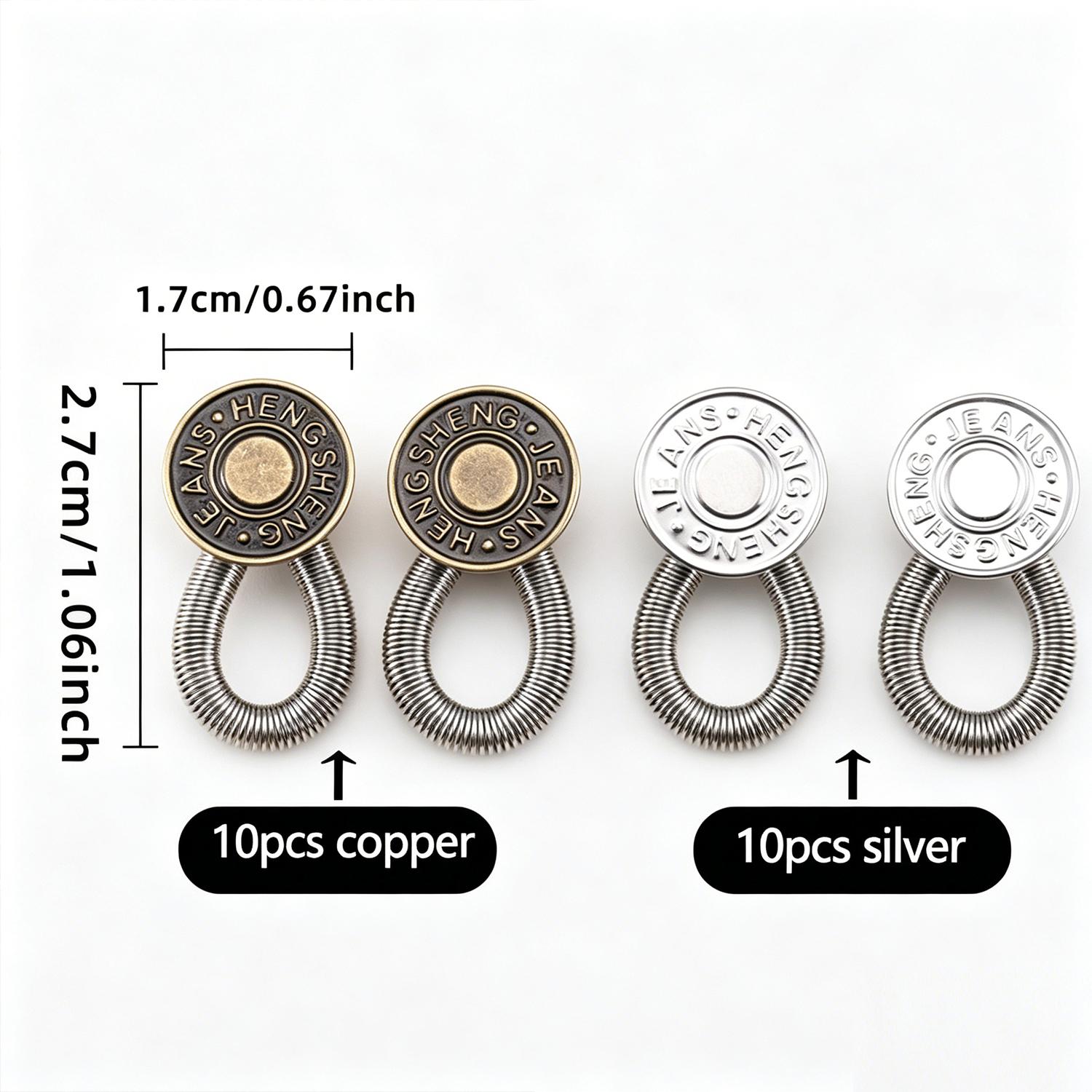 20 Pcs Premium Metal Button Extenders for Jeans & Pants - Easy Hook-On, Bronze Tone, Universal Fit, Instant Waist Expansion for Daily Wear (Sewing Accessories & Haberdashery)