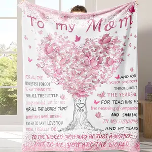 To My Mom Love Tree Blanket – Ultra-Soft Plush Throw with Heartfelt Quotes to Tell Her “You Are My World”!Perfect Mother’s Day Gift Blanket – “To My Mom” Heartfelt Quote Print Soft Plush for Birthday, Mother’s Day & Christmas Surprises!