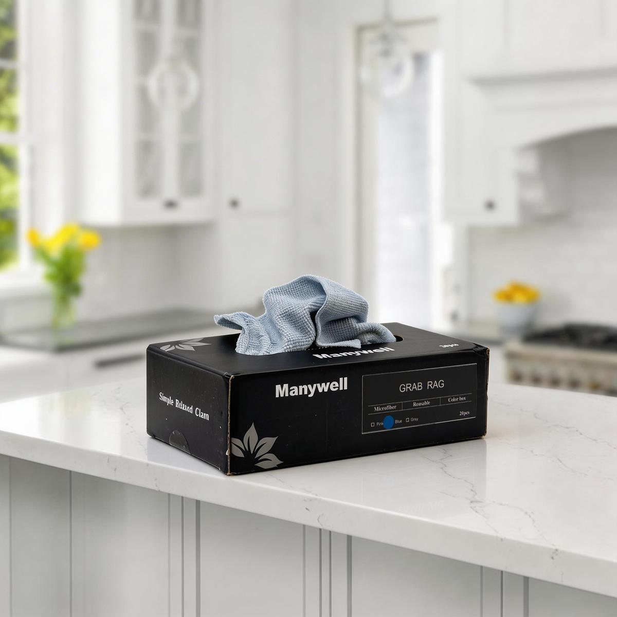 Each box contains 20 cleaning cloths, convenient hand towels, absorbent kitchen rags, measuring 8.66 inches * 8.66 inches, reusable, multifunctional household cleaning cloths and towels, suitable for the kitchen, bathroom, living room, and dining table.