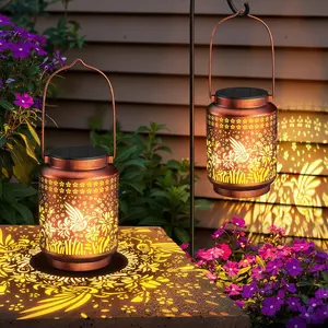 KOOPER 2 Pack Solar Lanterns Outdoor Waterproof Christmas Gifts for Women Mon Grandma, Upgraded Hummingbird Hanging Solar Lantern Lights Outdoor, 2 Modes Metal Outdoor Decoration for Yard, Patio