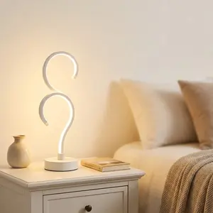 1PC Creative Double Question Mark Elegant White LED Desktop Lamp | 3-Color Dimming & USB Powered | Modern Aesthetic Table Light for Bedroom, Office & Home Decor