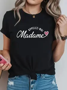 Appelez-Moi Madame Letter Print T-Shirt, Short Sle