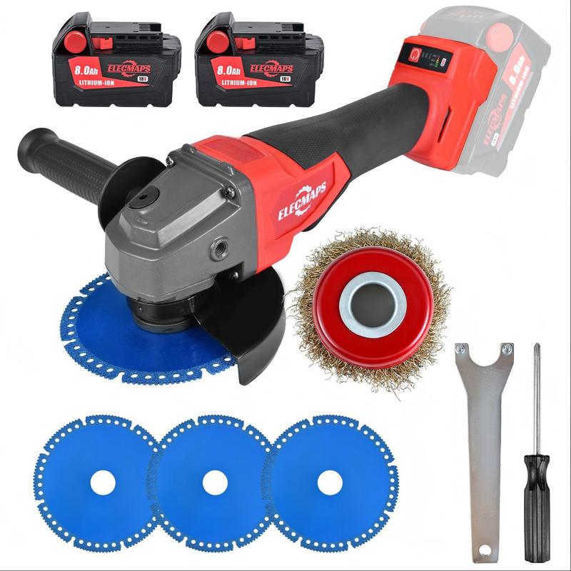 4-1/2 inch angle grinder – Cordless design, suitable for metal cutting – Rust-resistant, removable safety guard – Stainless steel/rubber handle
