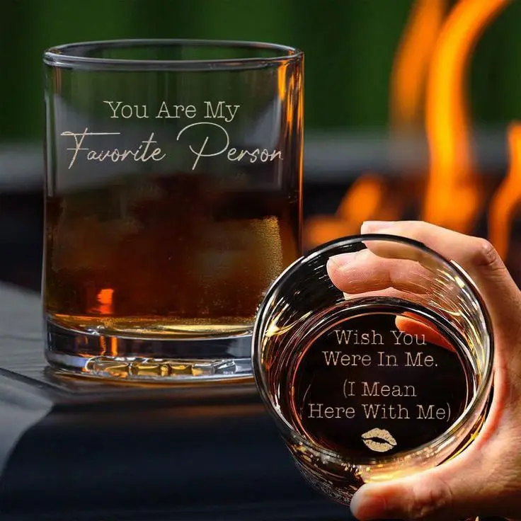 Wish You Were In Me Whiskey Glass High quality laser engraved whiskey glasses, Personalize your handwriting Gifts for couples, Home Decor & Gifts, Halloween, Funny gift for men and women, Drinkware