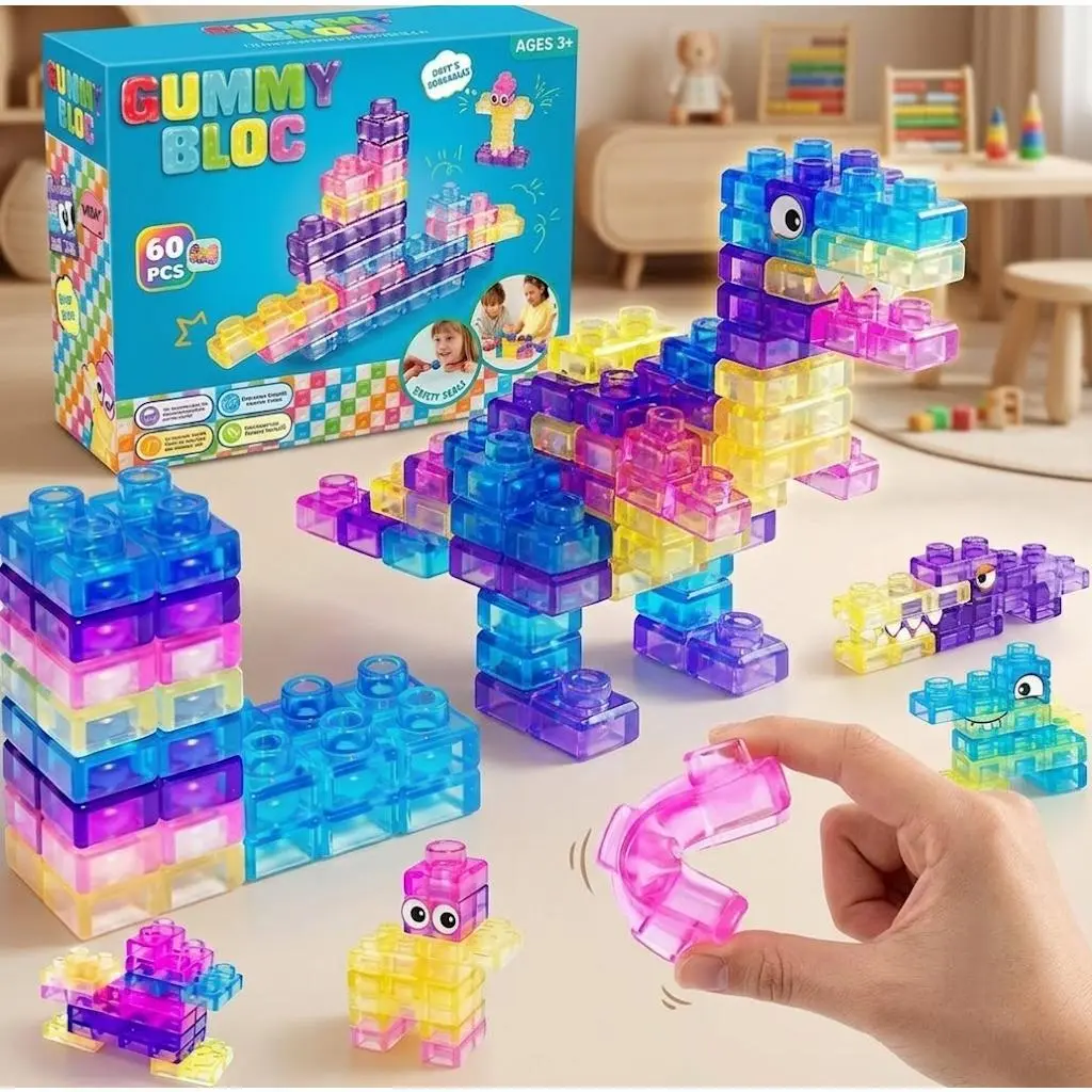 80 PCS Sensory Soft Building Blocks for Toddlers, Kids Montessori Squishy Stacking Toy Set,Squeezable & Stretchable Early Learning Construction Playset,Puzzle Blocks for Creative Play
