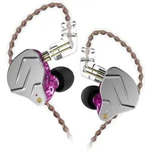 KZ ZSN Pro Dynamic Hybrid Dual Driver in Ear Earphones Detachable Tangle-Free  Musicians in-Ear Earbuds Headphones (Purple Without Mic)