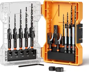 Crosstar 18PCS Countersink Drill Bit Set with Wood Plug Cutter & Stop Rings | Tapered Pilot Bits, M2 HSS, 1/4" Quick Change Hex Shank | All-in-One Woodworking Kit with Storage Box