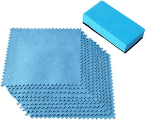 10 Pcs Microfiber Suede Cleaning Cloths 4x4 Inch | Lint-Free Applicator Pads for Ceramic Coating, Nano Coating, Car Detailing, Polish & Glass Cleaning Microfibre cloth Magic Thickened Microfiber Cleaning Cloths Reusable Microfiber Cleaning Towels