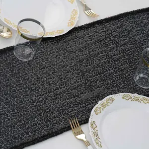 Sequin Table Runner 12"x108" Black - Glittering Finish Table Decor