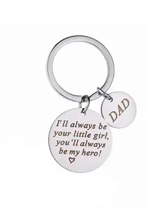 Letter Pattern Slogan Metal Keychain Personalized Heart Tag for Men & Women, Round Shaped Stainless Steel Key Holder & Key Fob for Car Key, Accessories As Xmas Gift