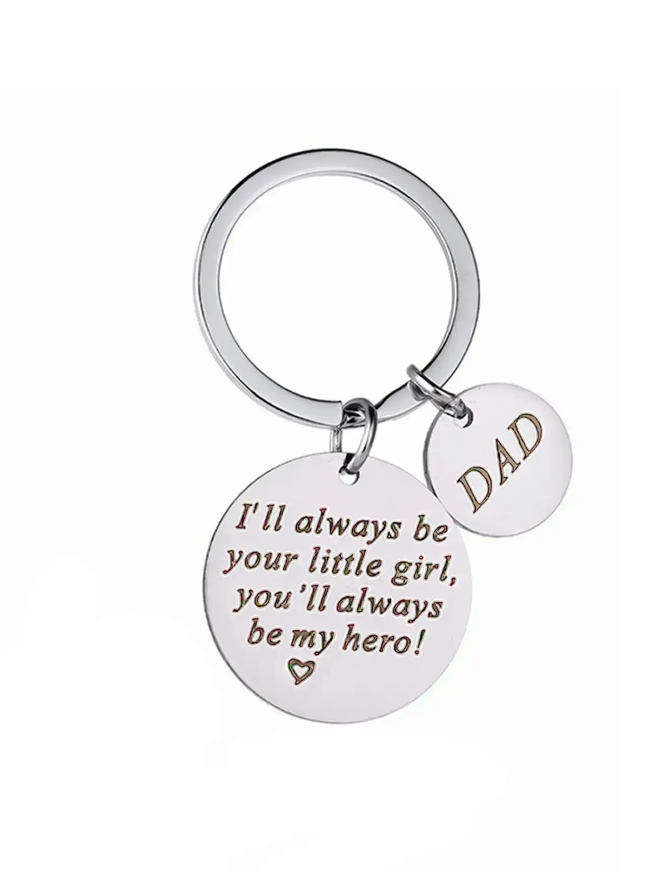 Letter Pattern Slogan Metal Keychain for Men & Women, Round Shaped Stainless Steel Key Holder & Key Fob for Car Key, Accessories As Xmas Gift