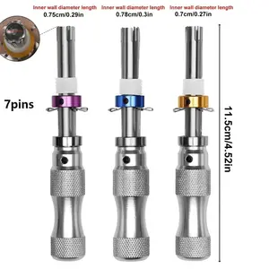 3 pieces of 7-pin tubular tools, made of stainless steel, three sizes suitable for various specifications, with reset function, multi