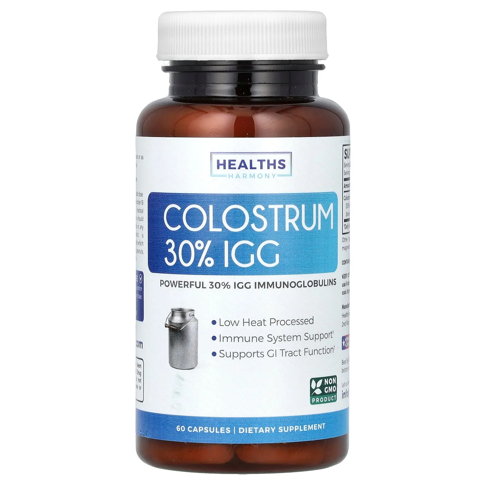 Healths Harmony Colostrum 30% IGG, 60 Capsules (500 mg per Capsule)
