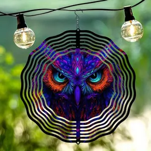 3D Metal Garden Owl Wind Spinner, Dynamic Rotating Outdoor Decor for Yard Patio Lawn Backyard, Windmill Wind Catcher, Garden Art