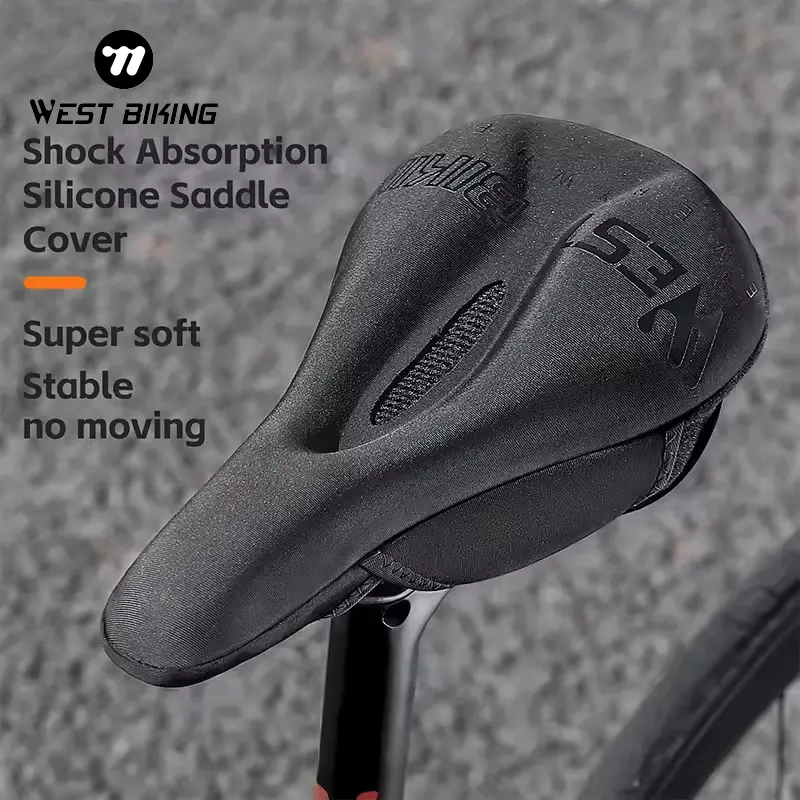 WEST BIKING Cycling Saddle Cover. High Elastic Silicone Soft Comfortable Bicycle Saddle Cover ,Hollow Breathable Shock Absorption Neoprene Simple Saddle Cover