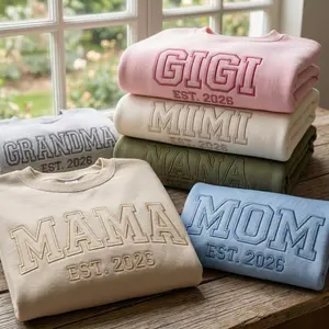 Custom Embroidered Mama Grandma Sweatshirt & Hoodie, Name On Sleeve With Heart, Gift For New Mom, Mothers Day Gifts