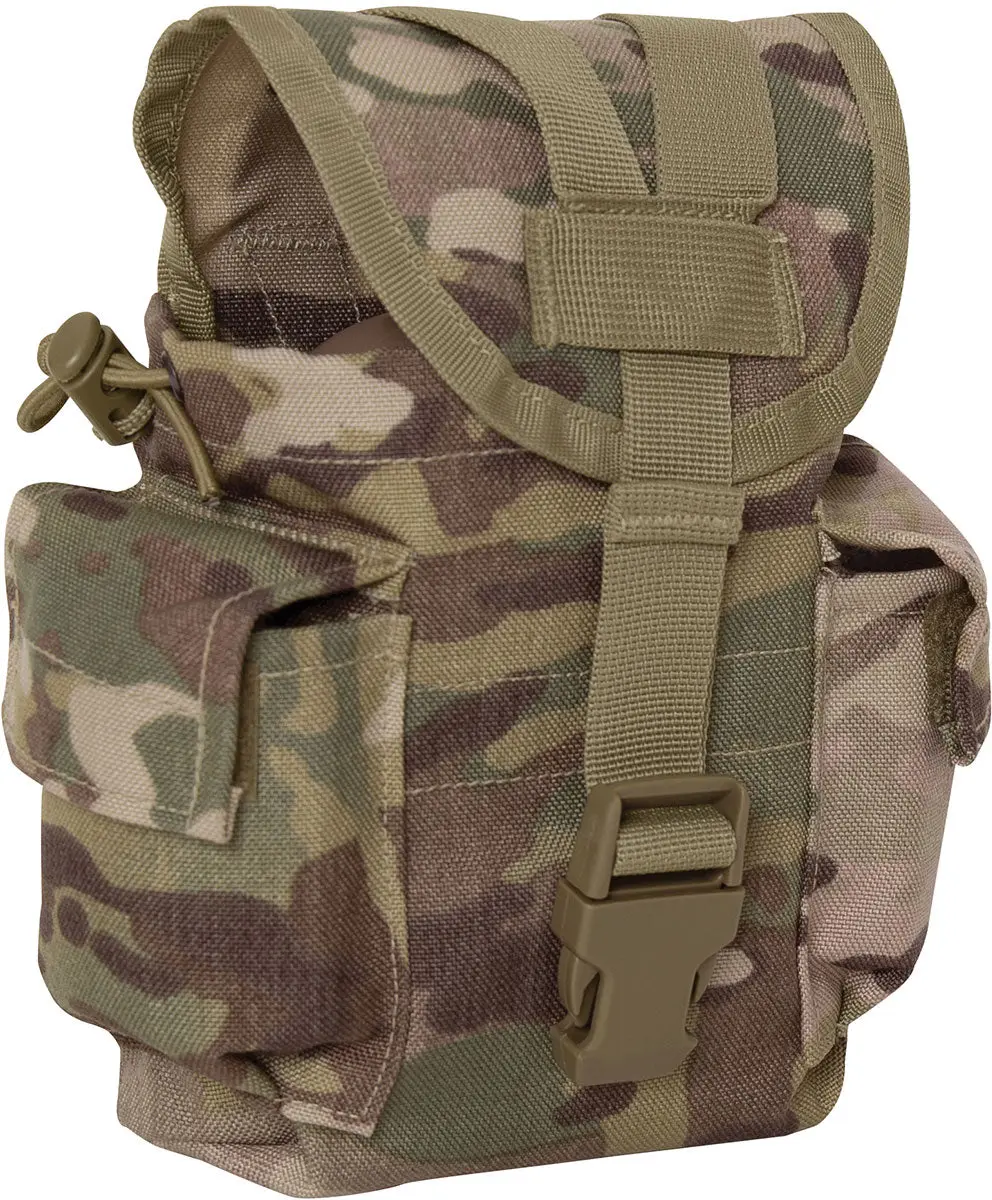 Multicam MOLLE II Canteen & Utility Pouch - Durable Nylon Cordura Tactical Accessory for Adults, MOLLE Straps, Buckle Release, Drainage Hole, Drawstring, Secure Fit, Multi Purpose Rucksack-Compatible, Black, Camouflage, Olive Drab
