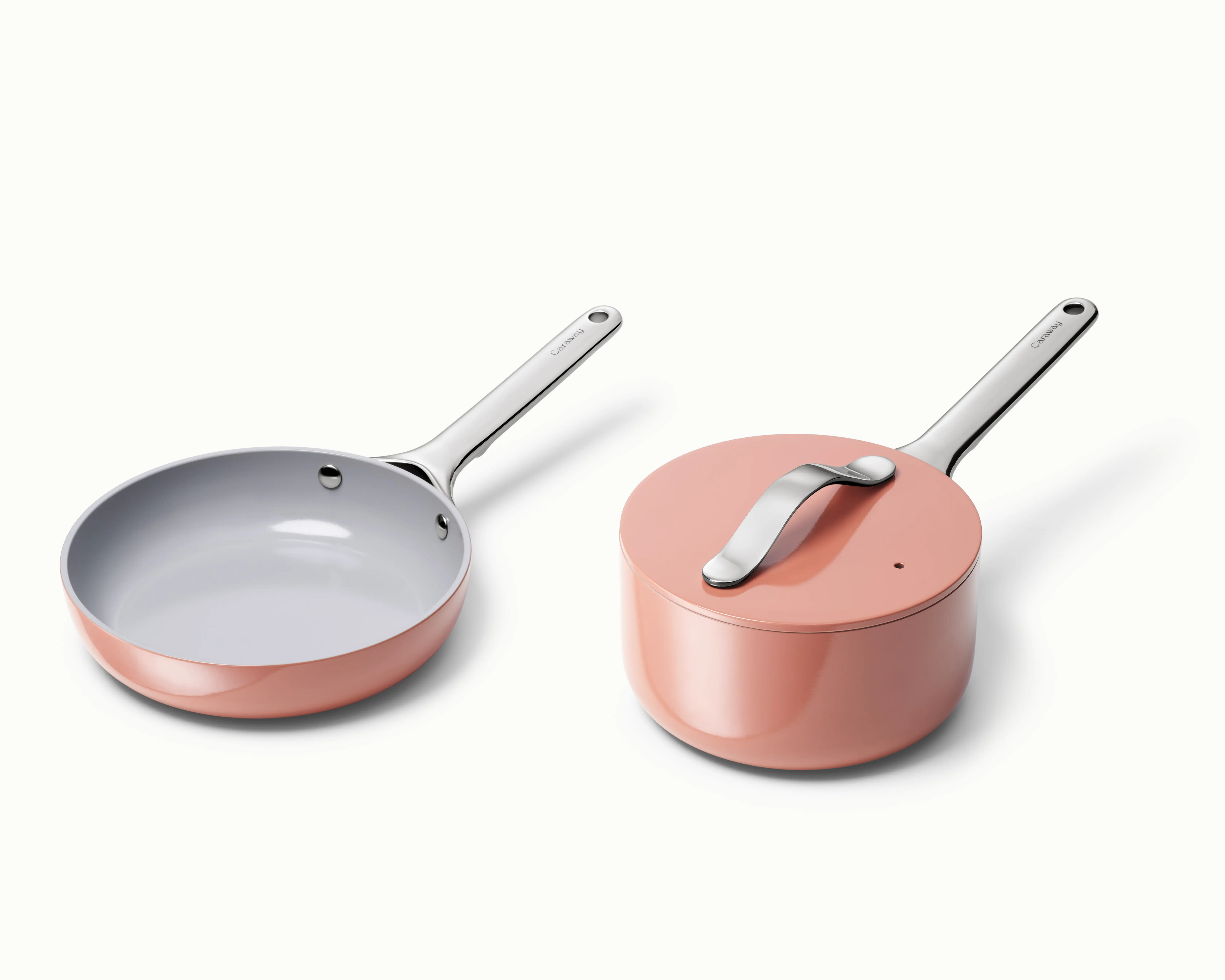 Non-Stick Ceramic Mini Cookware Set | Ceramic Fry Pan (1.05 qt, 8") Sauce Pan (1.75 qt) and Storage Rack, Non Toxic, PTFE & PFOA Free