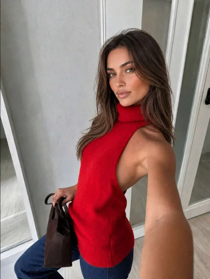 Women's Knit Top, Solid Color High Neck Sleeveless Side Slit Backless Sweater Vest, Sexy Y2K Elegant Party Streetwear Style, Autumn/Winter