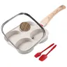 Foorey Home Nonstick 4-Cup 4-Hole Egg Frying Pan with Lid - Aluminum Kitchen Cookware Wok, for Breakfast Eggs & Pancakes, Includes 1 Spatula & 1 Brush, Non Stick Friendly, Heat-Ready Cue, Kids-Friendly, Hand Wash Only