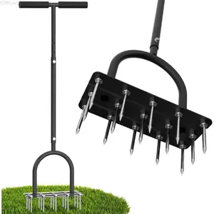 Lawn Aerator Automatic Dirt and Leaf Clean Aerator for Yard and renovation Revives Lawn Health, Lawn Aerator Tool with 15 Iron Spikes Height AdjustableC38tool que