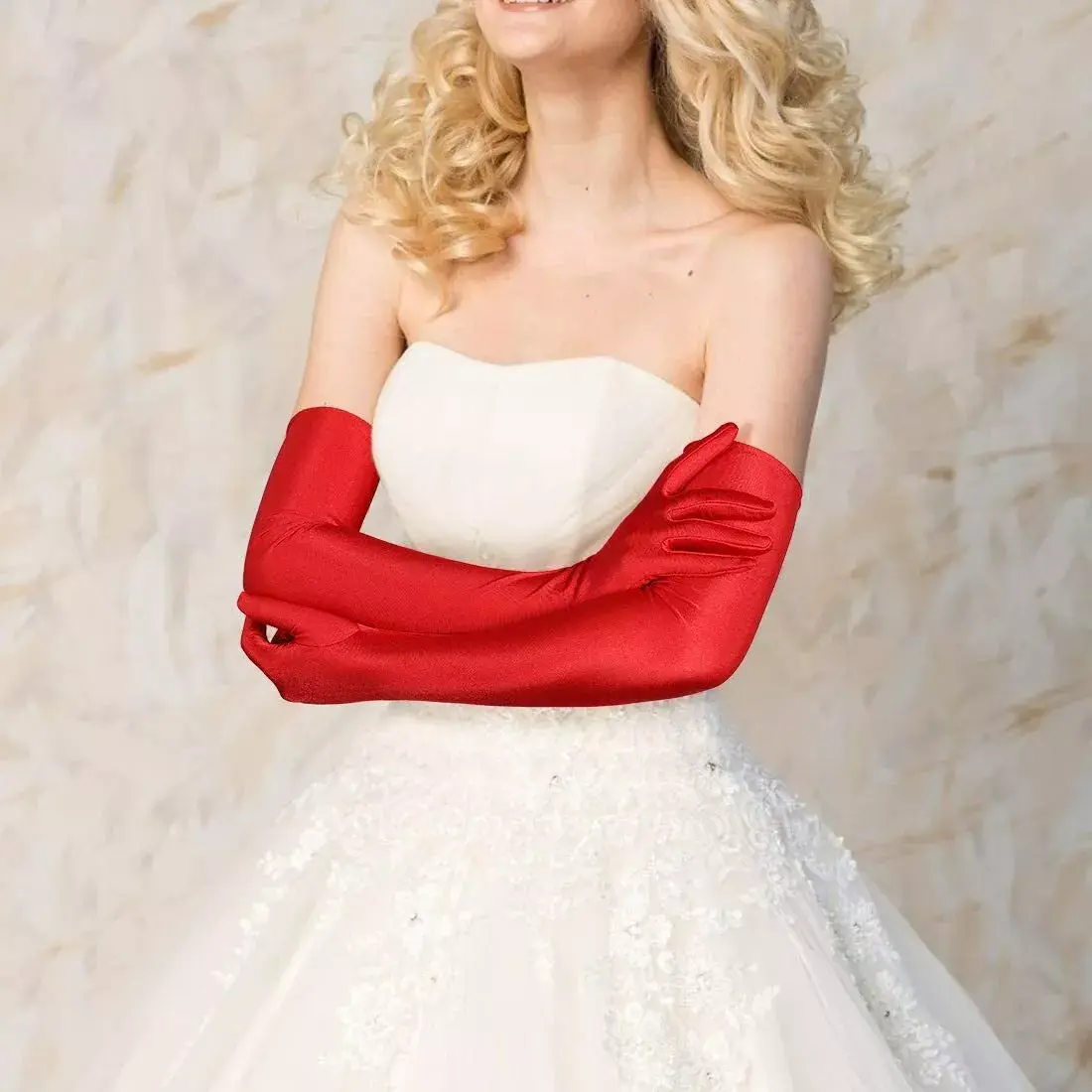 Women's Long Satin Gloves for Wedding Party Costume and Cosplay Outfit Soft Touchscreen Fingers High Quality Spandex Stretchy 21" Length Perfect for Vintage Theme Clothing