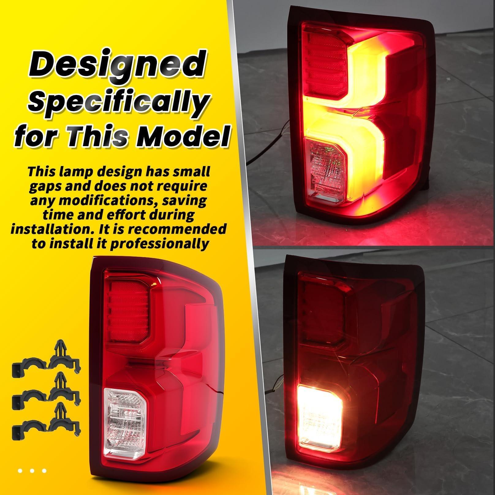 Nakkaa Fit For 2016-2018 Chevy Silverado 1500 High Country LTZ LED Taillights ,LED Tail Light Assembly, Driver or Passenger Side, Direct Replacement