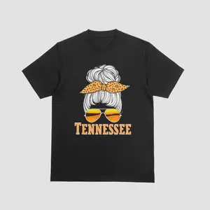 Tennessee Messy Bun Sunglasses T-Shirt | Southern Mama Leopard Bow Tee
