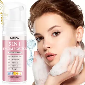 BOSNOW 5-in-1 Facial Cleansing Mousse with Hyaluronic Acid Niacinamide Vitamin C E Collagen Moisturizing & Cleaning China Product Daily Skin Repair Skin Repair Skin Repair Cleanser Moisture Moisturizer Hydrate Hydrating