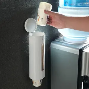 Wall Mounted Cup Holder, 1pc Punch Free Cup Dispenser, Multifunctional Dustproof Cup Storage Rack for Home Kitchen Bathroom, Bathroom Organizer, Bathroom Accessory