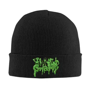 S&T Carter Eye Cool Album Kpop Logo Knitted Hat - Neon Green K-Drama Fan Accessories, Unisex Winter Tour Hat, with Iconic Member Pattern, Acrylic Crochet Melon Hat, Suitable for Concerts and Daily Wear