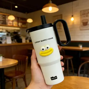 Big Mac Bingba Cup 316 Stainless Steel Large Capacity Thermos Cup High Value Straw Water Cup Cartoon with Handle