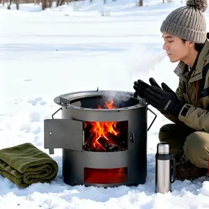 Multifunctional outdoor portable charcoal grill & fire pit. For grilling, heating, brewing tea, cooking rice. Includes grill rack. Perfect for camping, home, picnics Charcoal Bbq Grills Barbecue