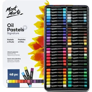 Oil Pastels in Tin Box Signature 48pc, 48 Assorted Colors, Vibrant Oil Pastel Set, Great Blending and Layering, Comes in Storage Case, Ideal for Art, Craft, Coloring and Sketching