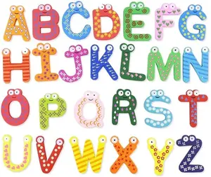 Wooden Alphabets Fridge Magnet Children Educational Toys Letters Cognitive for Kids Learning 26 Pcs, Refrigerator Magnets for Toddlers Ages 2+ Uppercase