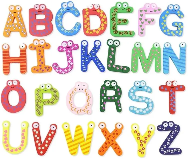 Wooden Alphabets Fridge Magnet Children Educational Toys Letters Cognitive for Kids Learning 26 Pcs, Refrigerator Magnets for Toddlers Ages 2+ Uppercase