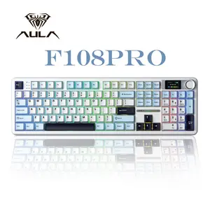 New FLASH SALE AULA F108 Pro Tri-Mode Wireless Mechanical Keyboard - Hot Swappable RGB Backlit Smart Screen Knob Full Size 108 Keys USB-C Bluetooth 2.4GHz for Gaming & Office Computer Accessories