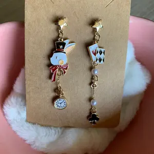 Alice in Wonder Land Earrings with Rabbit Design, Whimsical Elements, Unique Playful Accessory for Alice in Wonder Land Theme