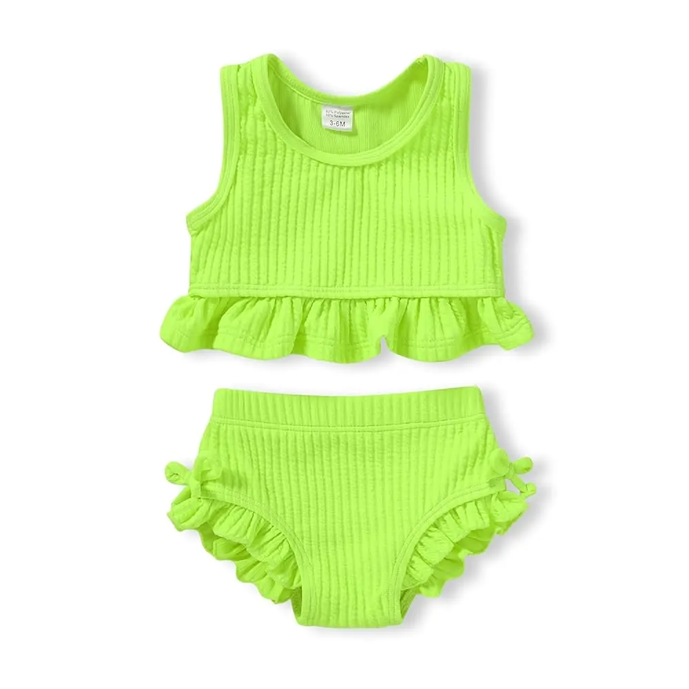Toddler Girl 2-Piece Solid Color Bikini Set, Baby Swimsuit, Summer Swimsuit Beachwear, Bathing Suit Outfits, Toddler Bathing Suits, rash guard