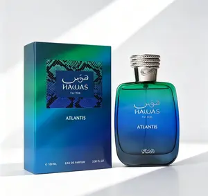 Hawas For Him Atlantis Eau de Parfum 3.38 fl.oz 100ml, Modern Fresh Men's Perfume Spray, Crisp Elegant Masculine Aroma, Long-Lasting Fragrance, Suitable for Daily Work, Travel, Casual and Formal Occasions