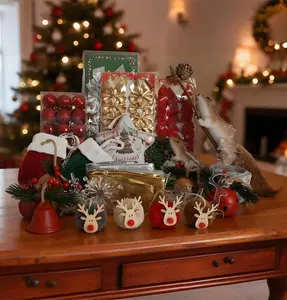 113ct All-in-One Christmas Balls Ornaments Set, Colorful Christmas tree decoration set, suitable for decorating Christmas trees. Christmas decorative trinkets, including Christmas balls, light strips, plush deer, candy boxes, acrylic ornaments, etc.