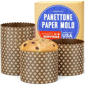 Large Disposable Panettone Paper Molds 6 Pack 5 Inch 20oz 550g Baking Pans for Cake Bread Easter Paska Bread Baking