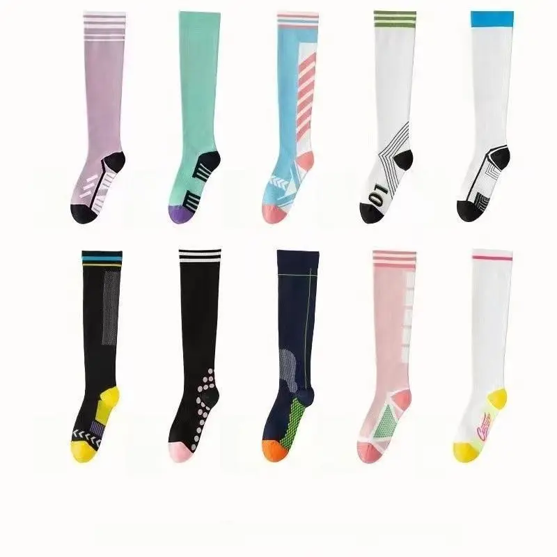 Female Professional-Grade Fabric Blend Compression Long Tube Calf Socks (35-44cm) - Secure, Forefoot Zones, Enhances Blood Flow, Accelerates Recovery, for Running, Jump Rope, Light Color Series