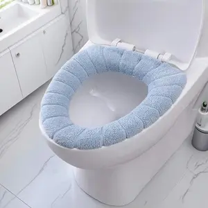 Solid Color Toilet Seat Cover, Soft Comfortable Warm Toilet Seat Cushion, Non-slip Toilet Seat Pad for Home Bathroom