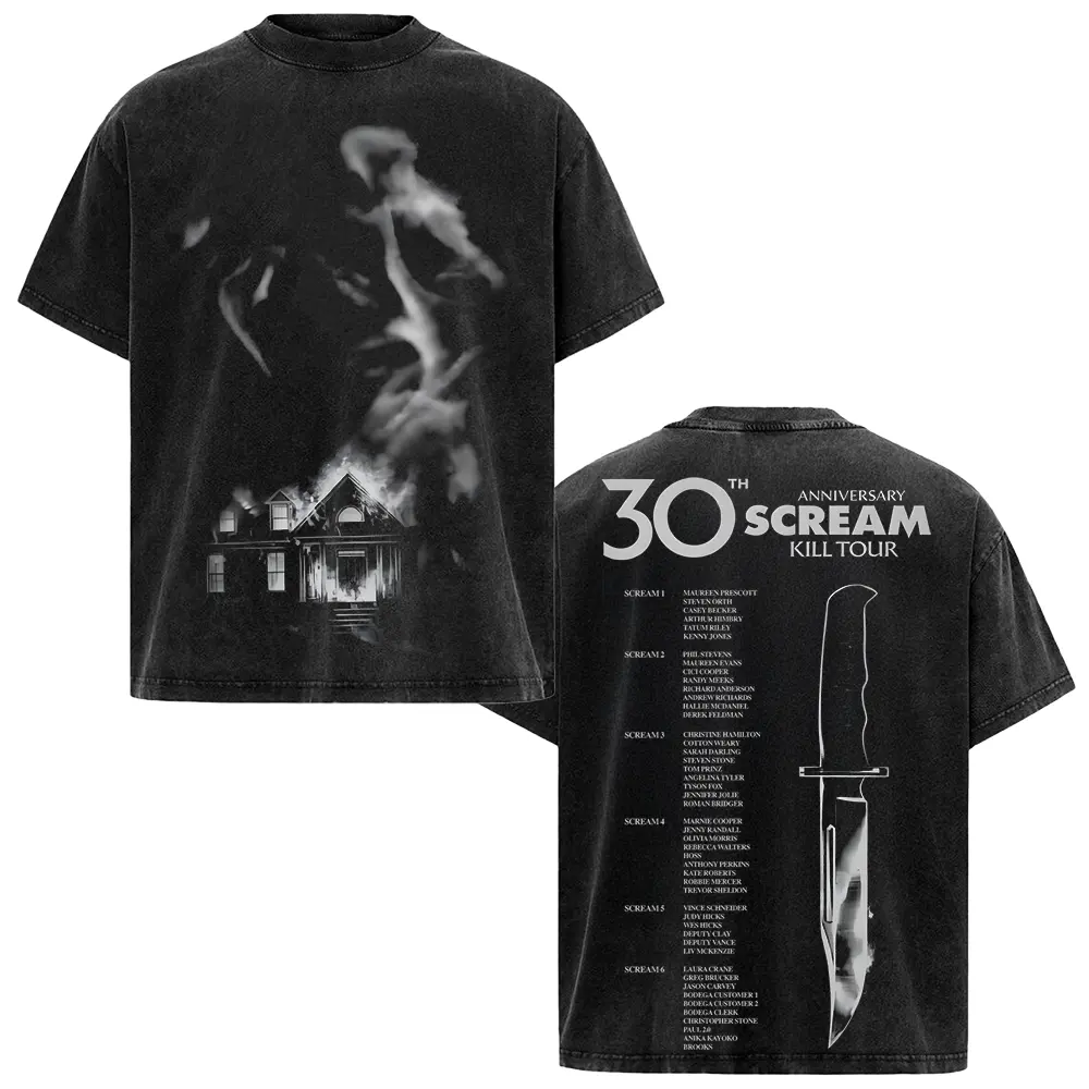 Scream 7's 30th Anniversary with the Epic Scream Kill Tour 2026 Washed T Shirt - Digital File for Vintage Faded Oversized Heavyweight Cotton Tee, Relaxed Fit, Soft 90s Aesthetic Vibe, Ideal Casual Streetwear and Cozy Everyday Chill Outfit