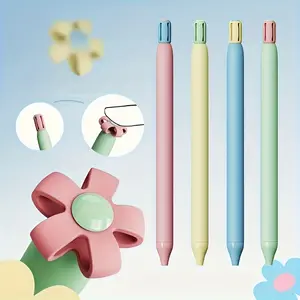 Flower Series Press Pens, 4/8pcs Plastic Material, Quick-Dry Core, Creative Deformed Flower Head, Stress Relief Writing Office Sign Pen, Art Supplies