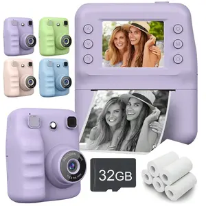 Instant Print Kids Camera, 48mp 1080P Digital Toddler Camera with 32GB Card, Portable Selfie Video Camera, Perfect Christmas Birthday Gift